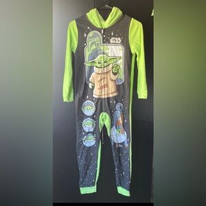 Star Wars Kids One Piece Pajama - Green and Black approx 30 inches long size 10